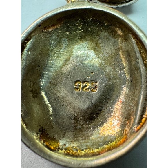 Vintage Estate Sterling Silver 925 Round Marcasite Pendant No Chain 2.9g - Picture 6 of 8